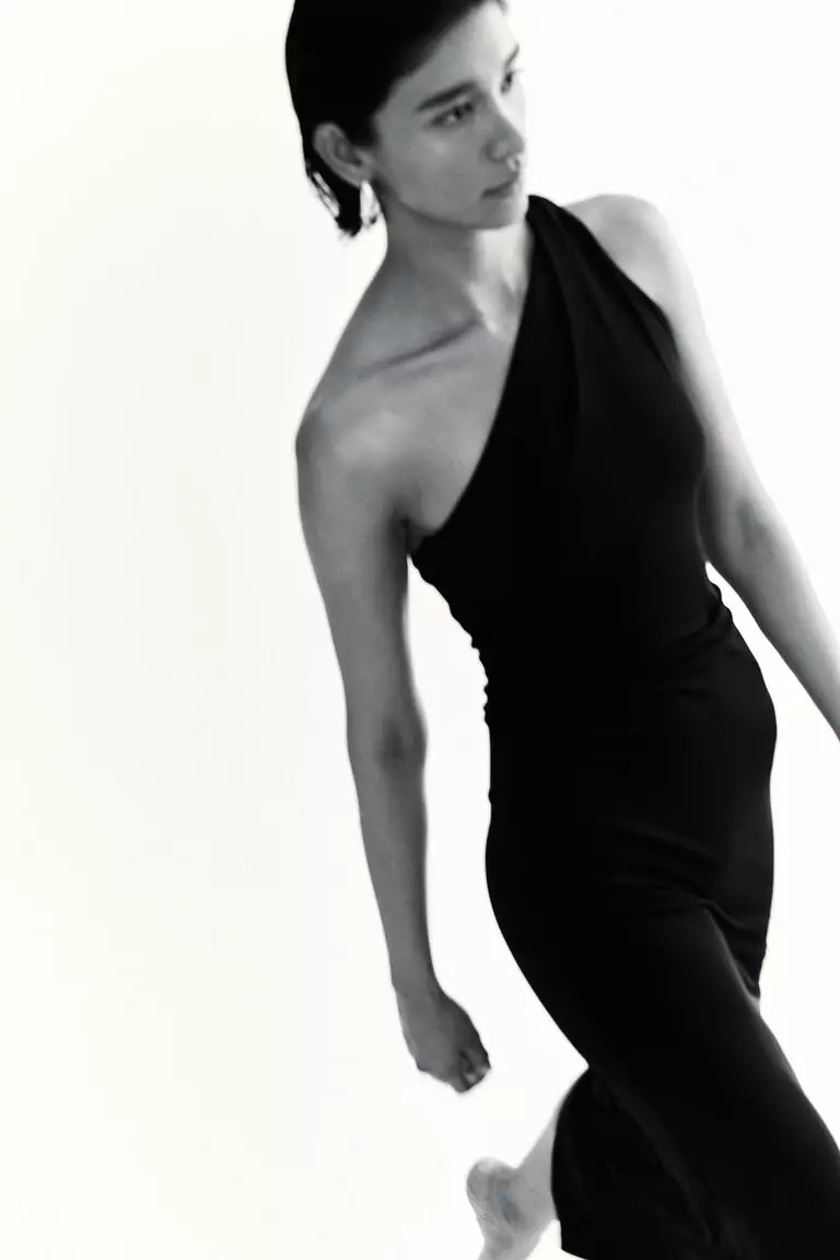 Jersey one-shoulder dress