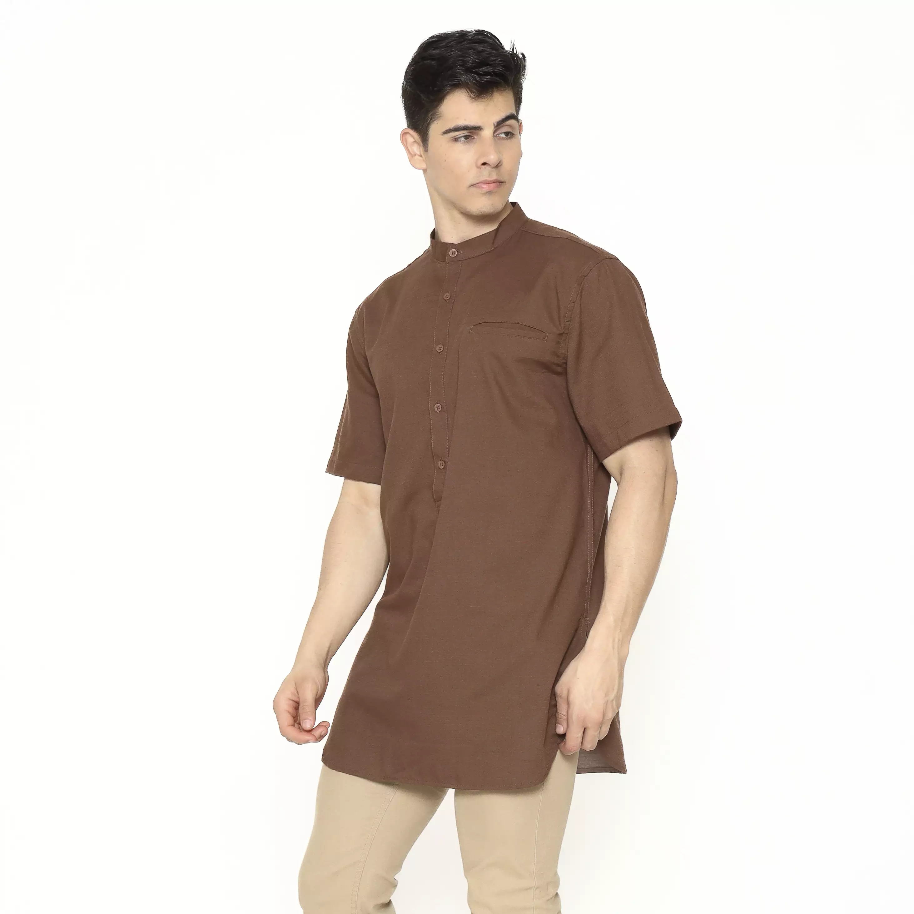 AMK Kemeja Koko Kurta Pria Lengan Pendek KK Nahawand S/s Brown