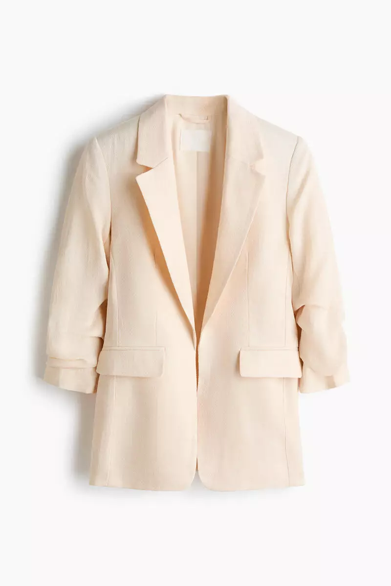 Gathered-sleeve blazer