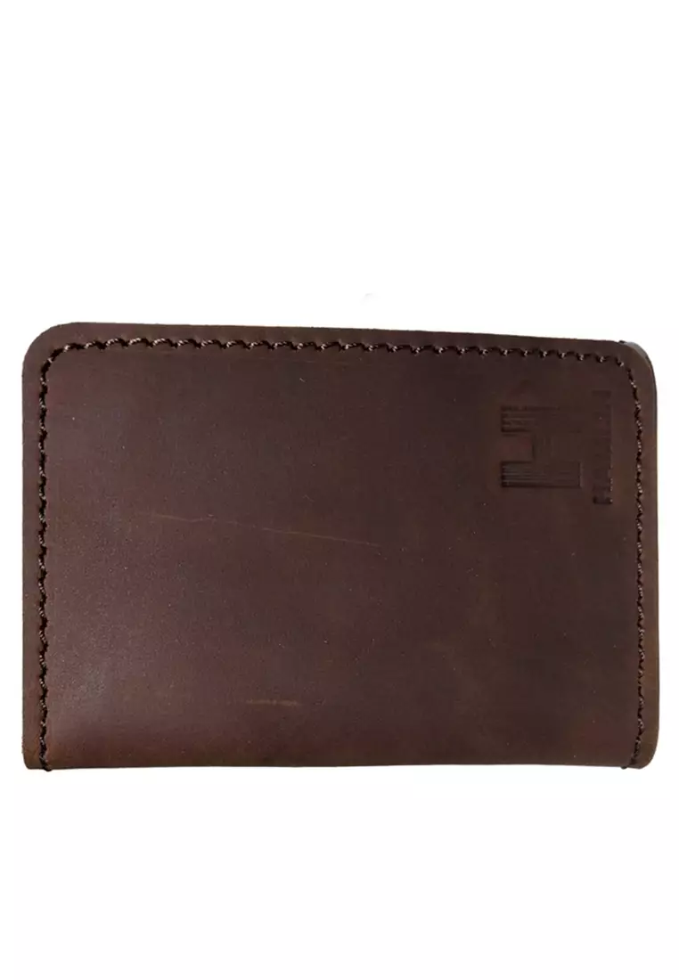 Zackly Card Holder Wallet Dompet kartu Lipat Dua Many Slot Handmade Material Genuine Leather Kulit 05 ORIGINAL - Brown