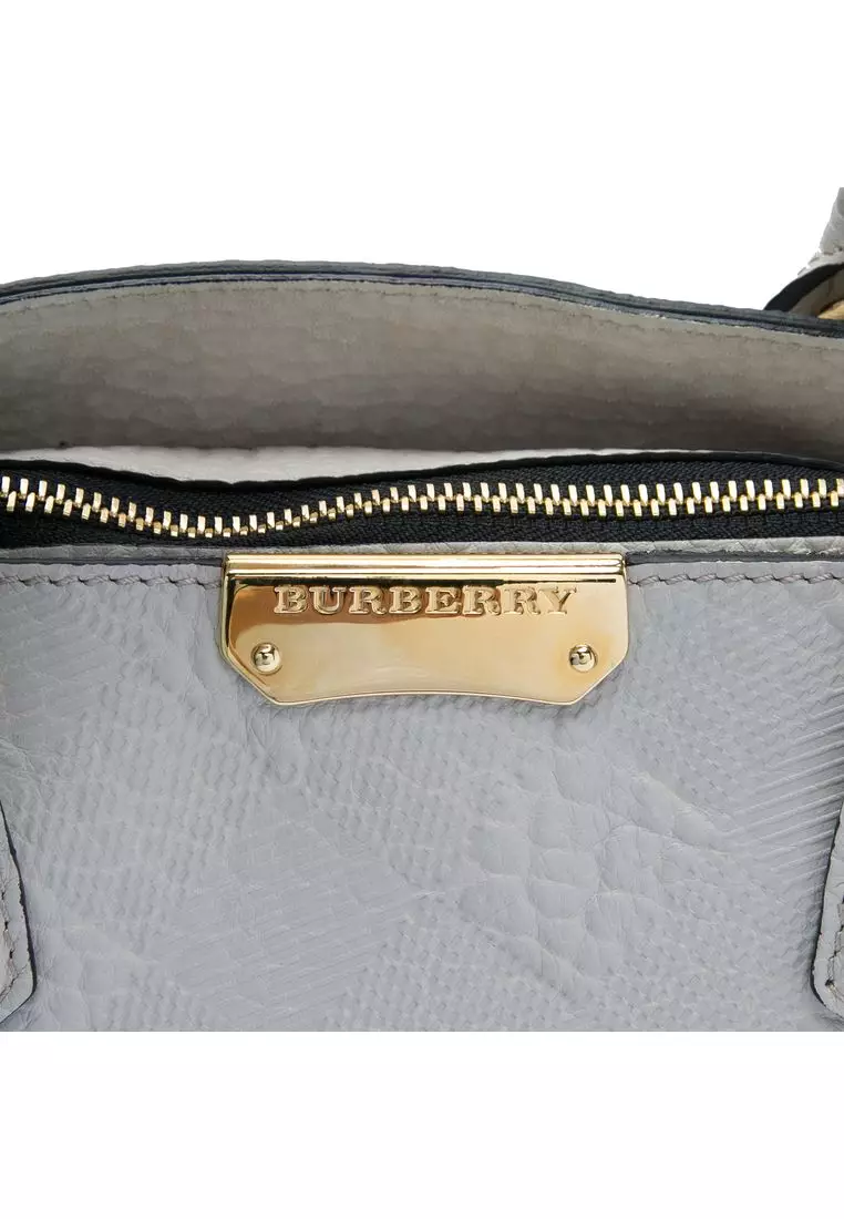Pre-Loved Burberry Elephant Embossed Calfskin Check Dewsbury Satchel