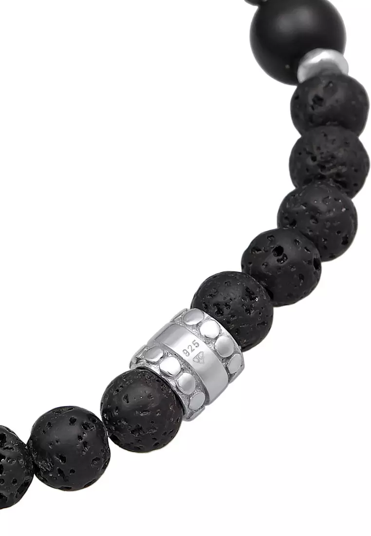EXCLUSIVE Gelang Perhiasan Perak 925 Pria Beads Onyx