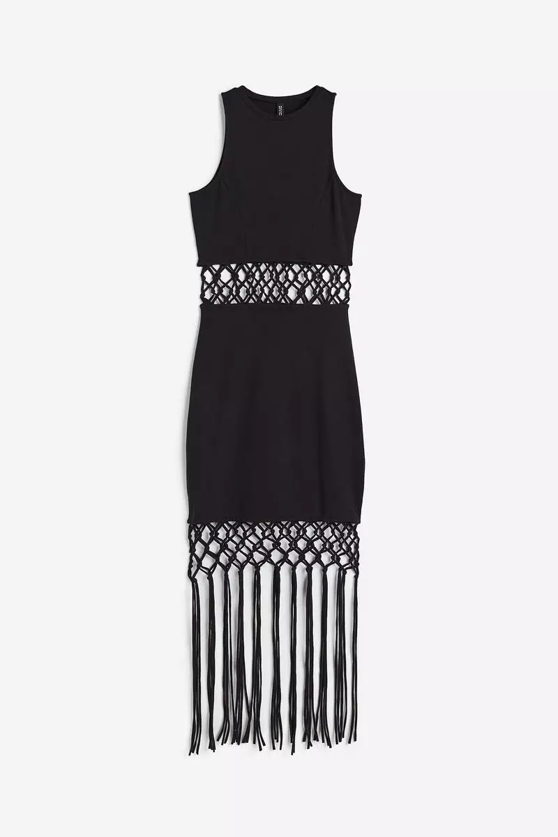 White fringe dress sales h&m