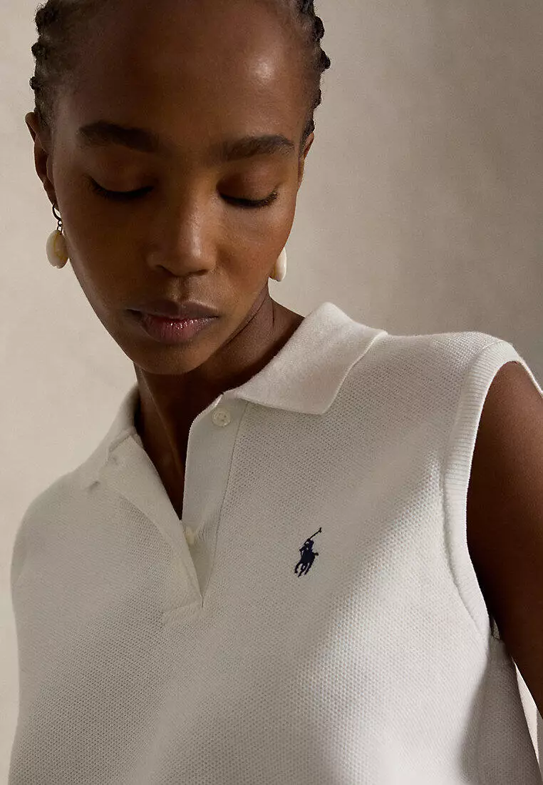 Polo Ralph Lauren Women Cotton Cropped Sleeveless Polo Sweater