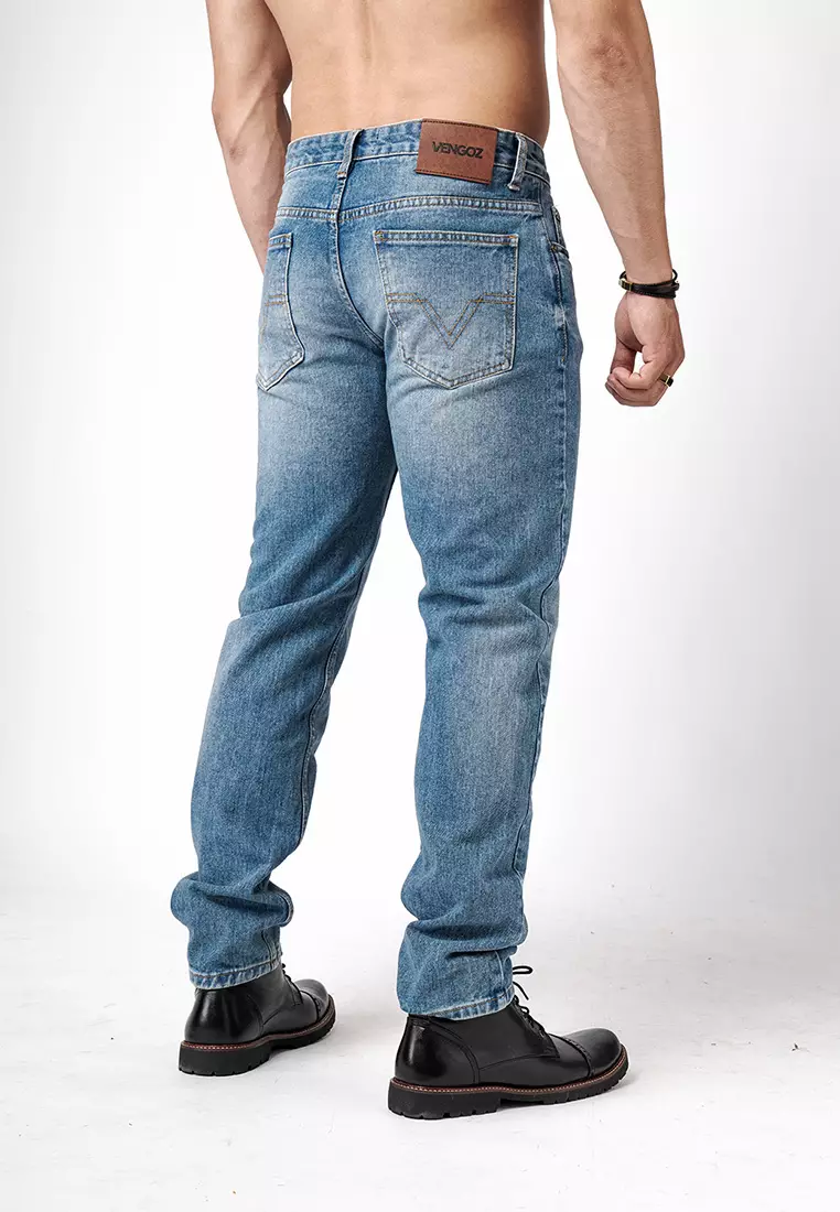 Tapered Fit Jeans Premium Vintage Blue Wash