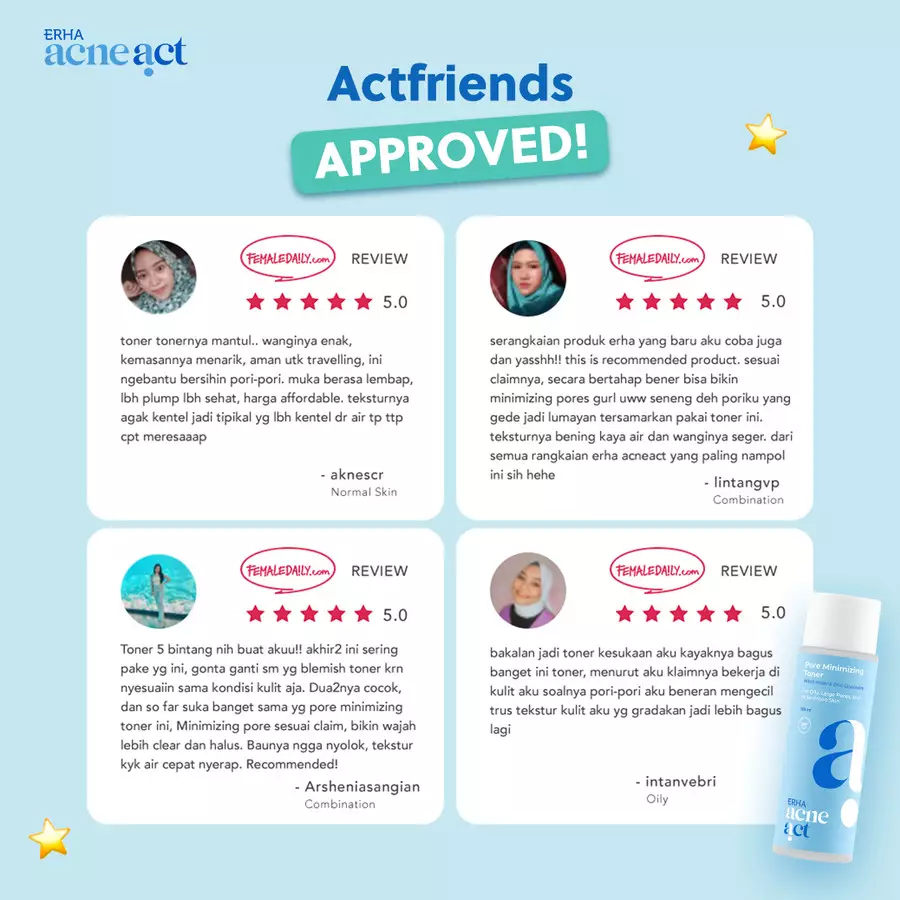ERHA Acneact Pore Minimizing Toner 100ml - Toner Kulit Minyak Berjerawat Pori Besar| BHA