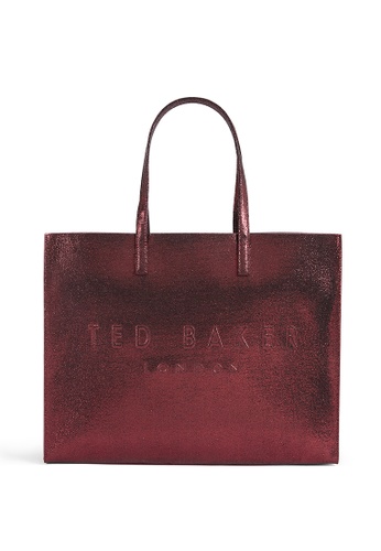 TED BAKER red Ted Baker EW Crinkle Patent Embossed Xhatch I D1734AC0634EC7GS_1
