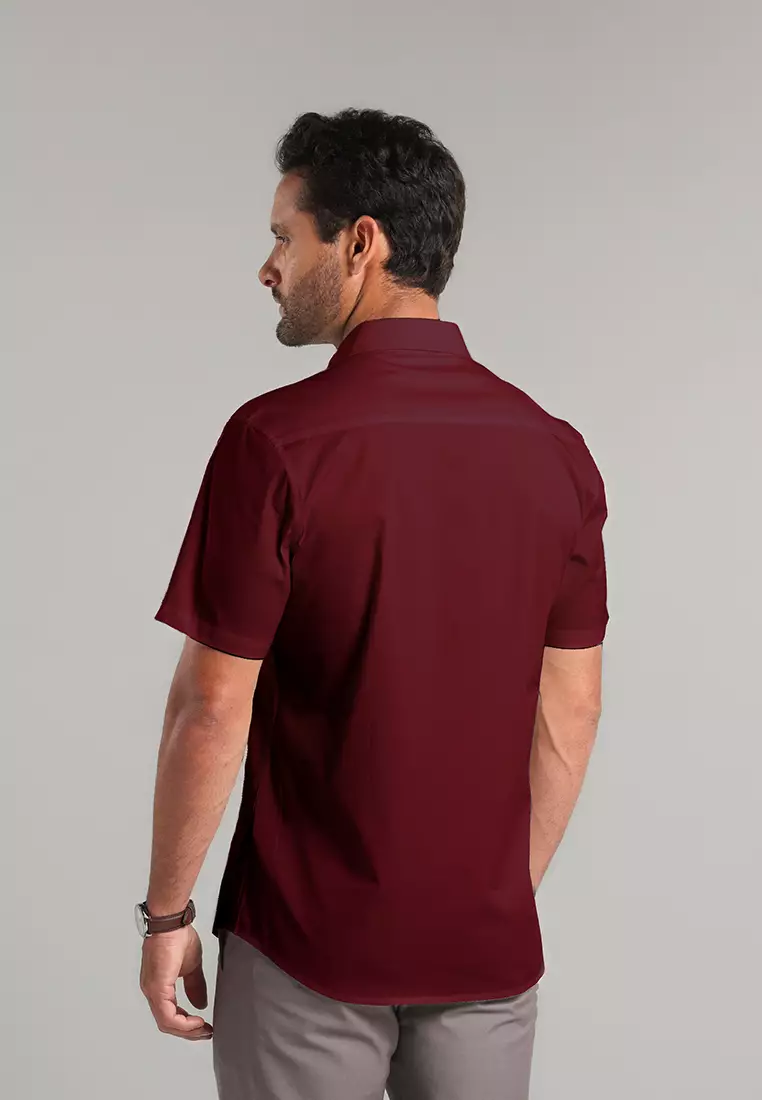 MOC - Kemeja Lengan Pendek Pria Bolivia - Maroon