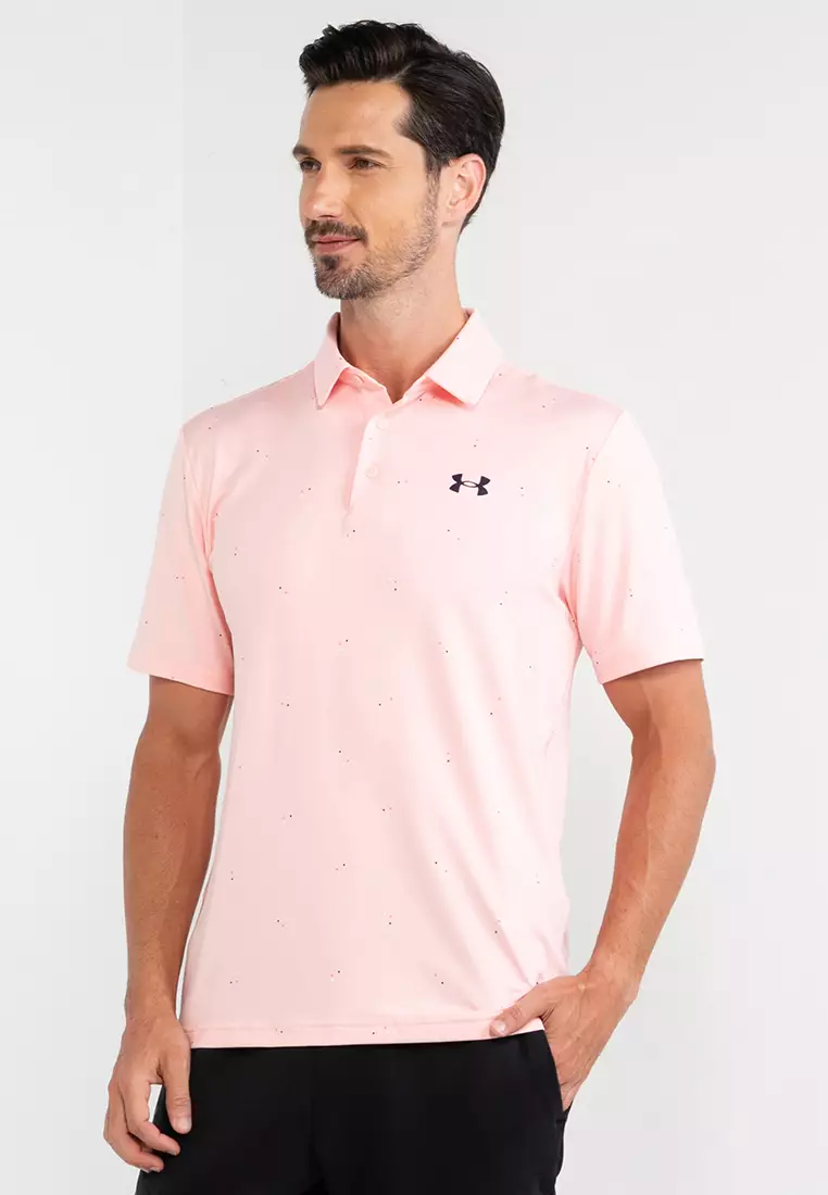 Under Armour Men's Playoff 3.0 Golf Polo, XXL, Pink Fizz/White