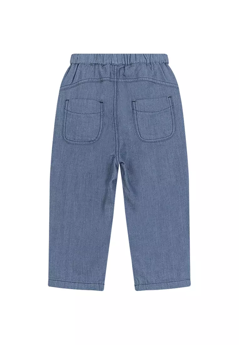 男小童牛仔长裤趣味印花柔软裤子