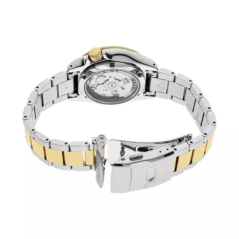 Jam Tangan Pria Seiko 5 Sports SRPE60K1 Black Dial Dual Tone Stainless Steel Strap