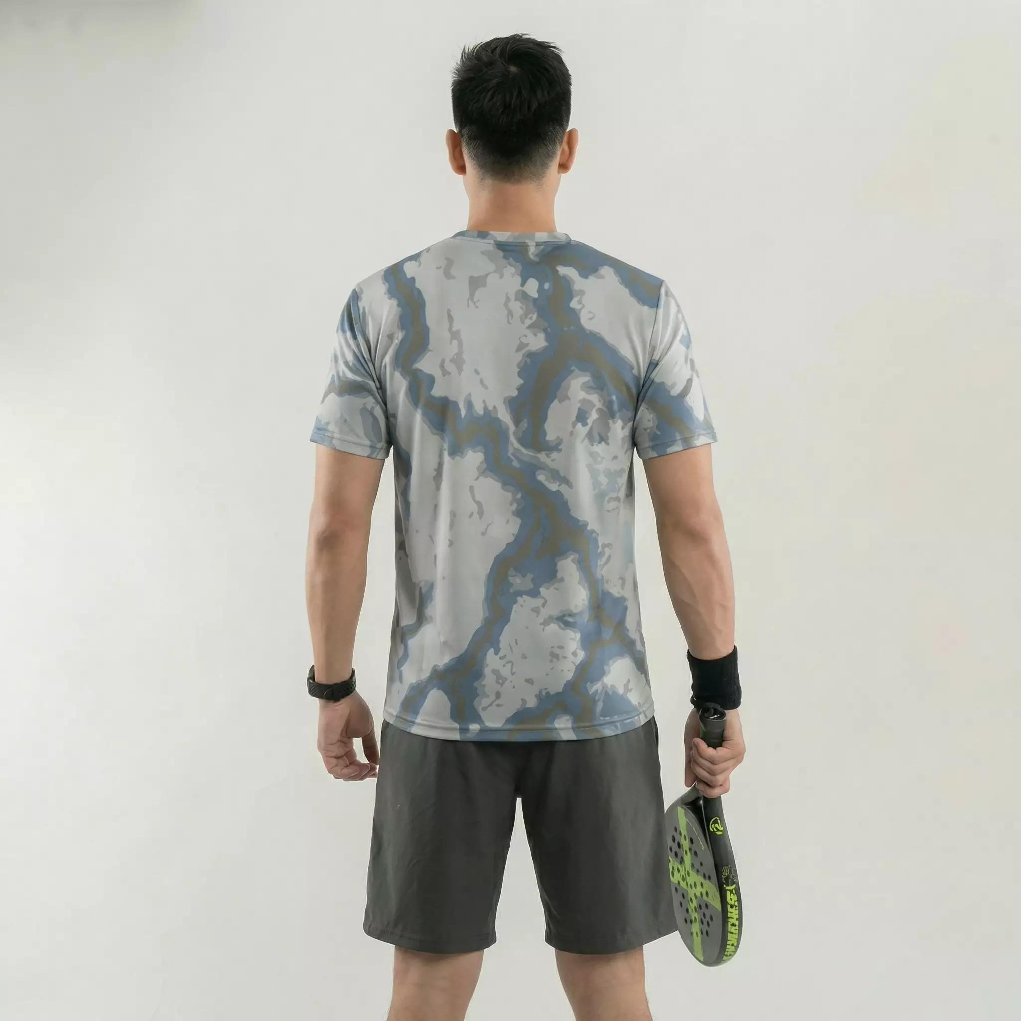 TDACTIVE Kaos Padel Pria Quick Dry | Jersey Olahraga Breathable Stretch | PORETECH berpori Tennis Training Ringan | grey river MSB59