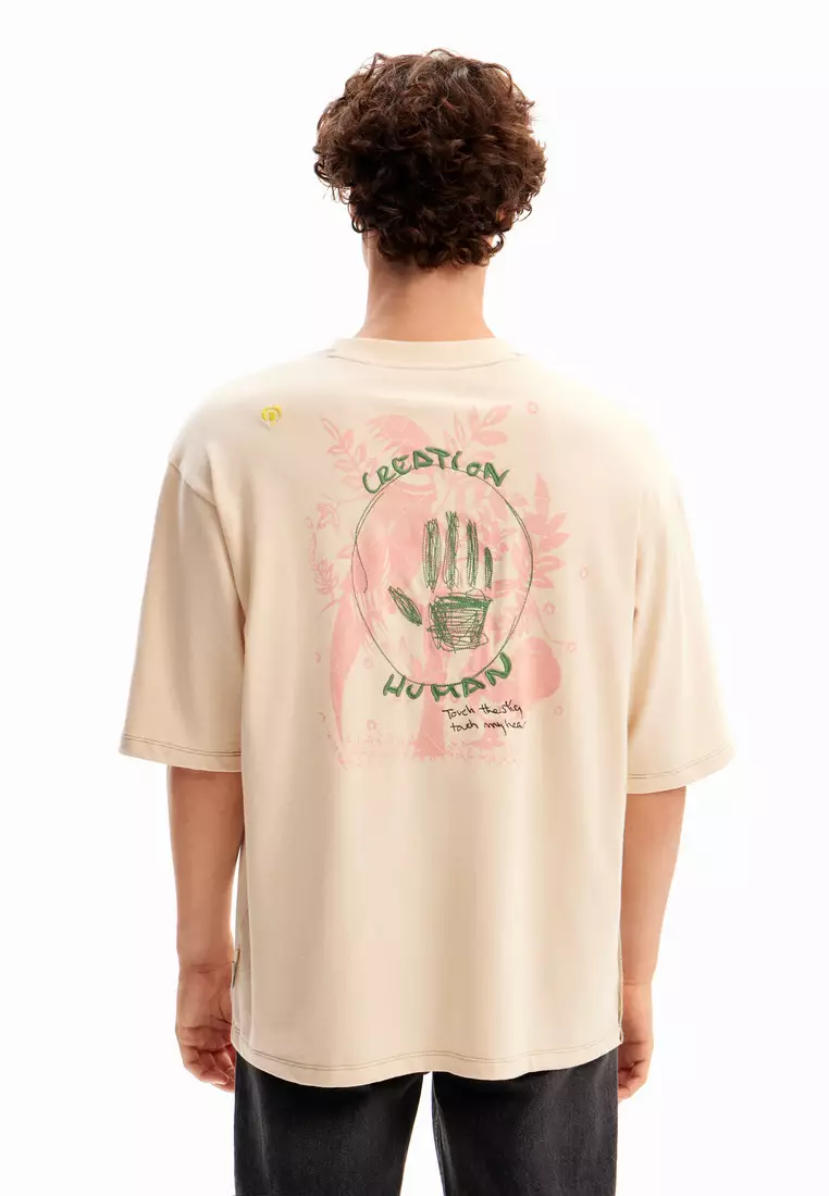 Desigual Man Patch message T-shirt.