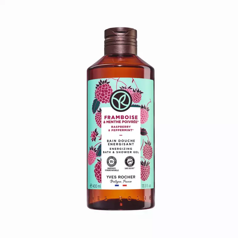 Yves Rocher Raspberry & Peppermint Energizing Bath & Shower Gel 400 ml