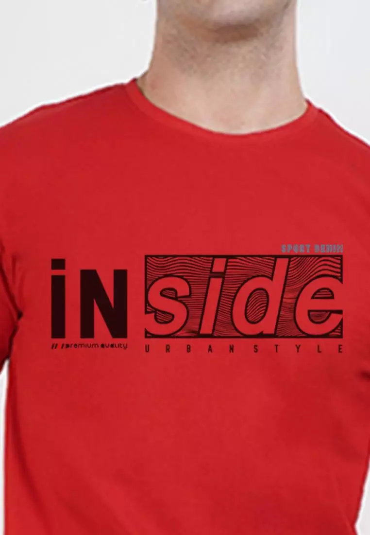 Inside Urbanstyle Graphic Red Cotton Short Sleeve Regular Fit T-Shirt