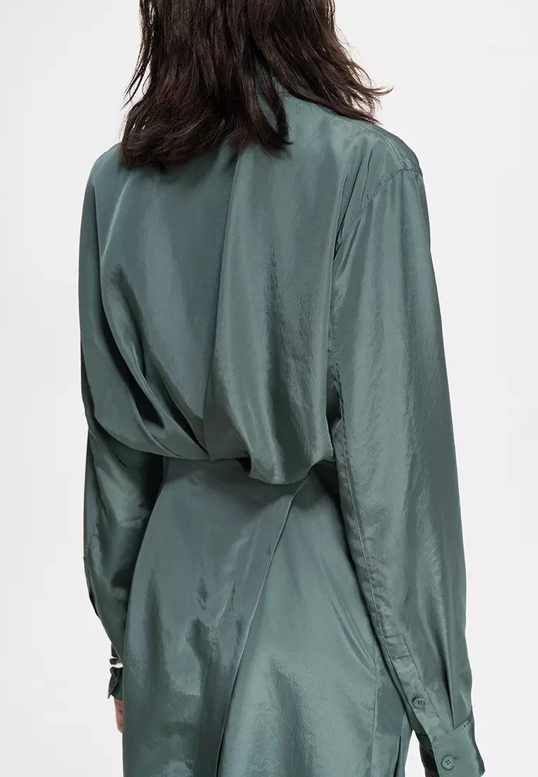 Plain Weave X-Line Loose Everyday Casual Long Sleeve Dress