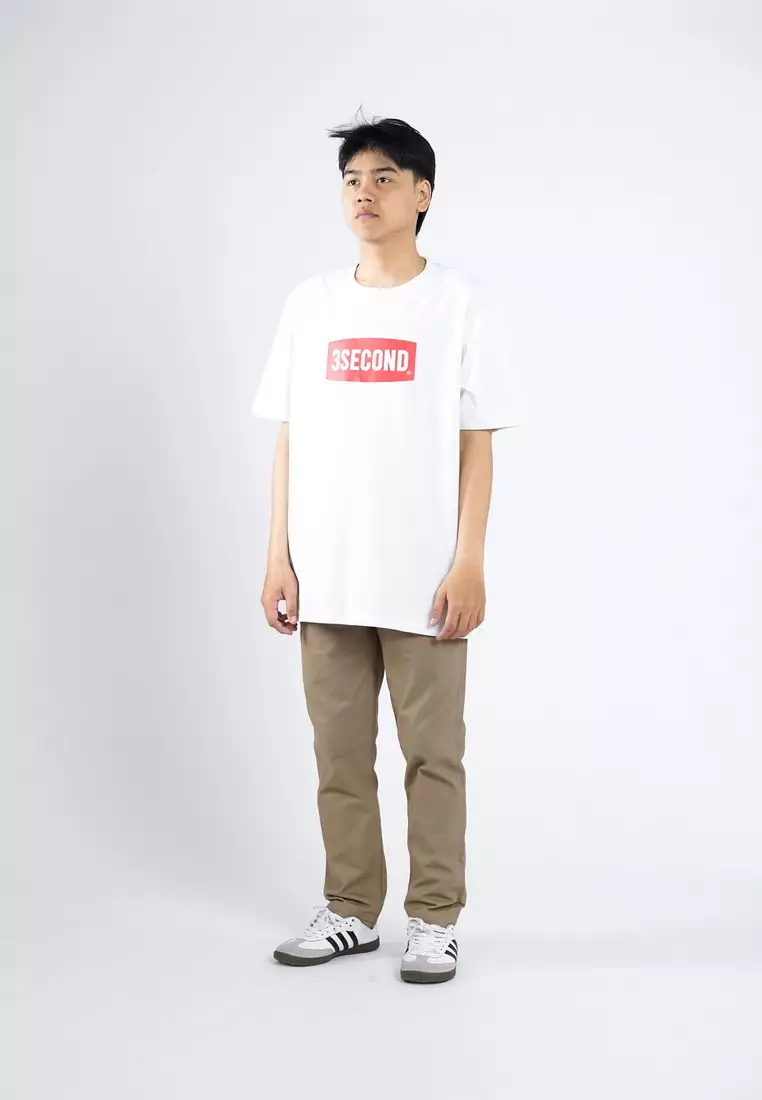 3Second Men's T-Shirt Short Sleeve Regular Fit Cotton Red Block OL-C280525