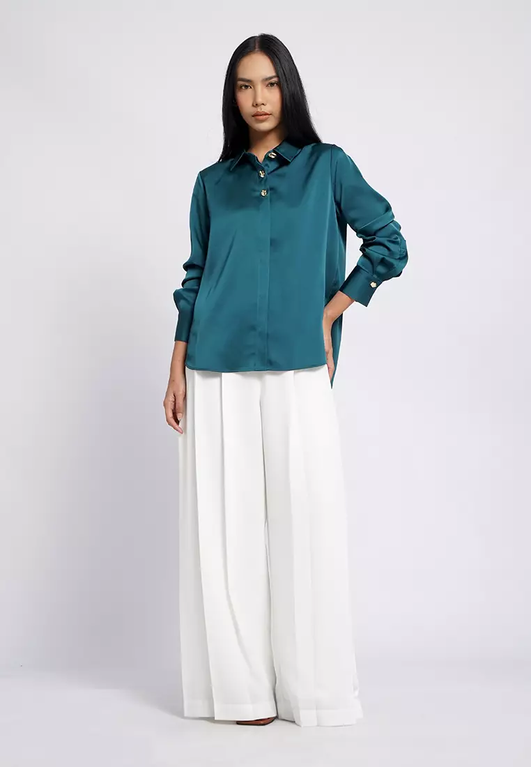 Satin Shirt with Fancy Button