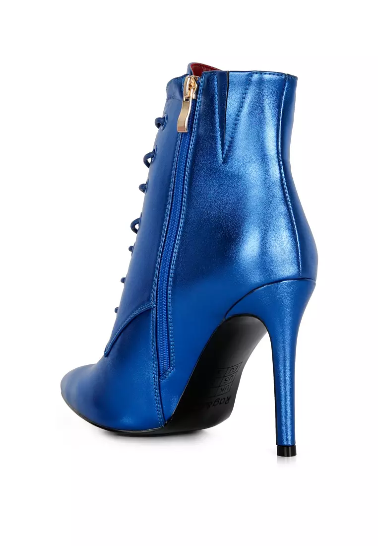 Buy Rag & CO. Blue Metallic High Heeled Ankle Boot Online ZALORA Malaysia