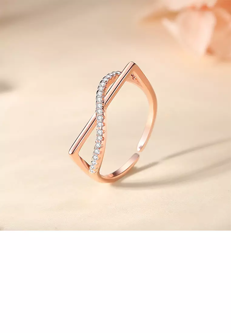 925 Sterling Rose Gold Cross Ring Sterling Silver Rose Gold
