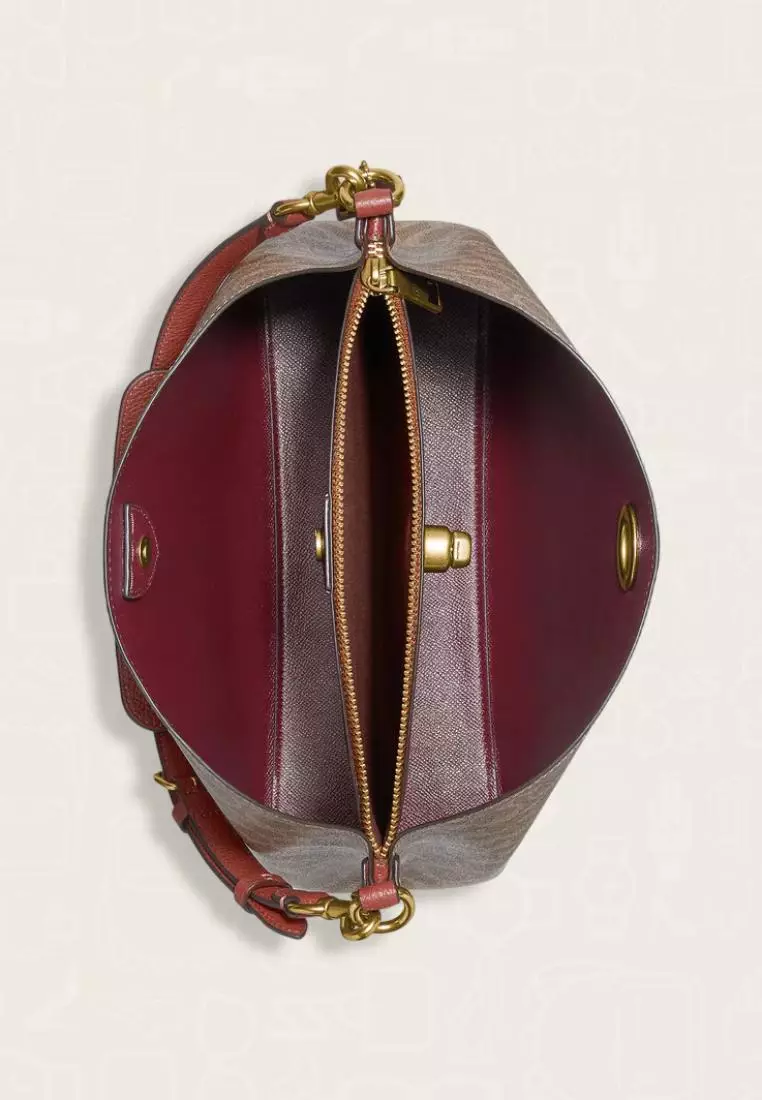 Coach Willow Shoulder Bag In Signature Canvas Tan Rust