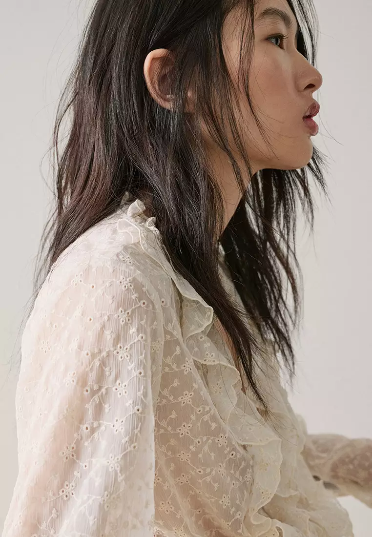 Ruffled Embroidered Blouse