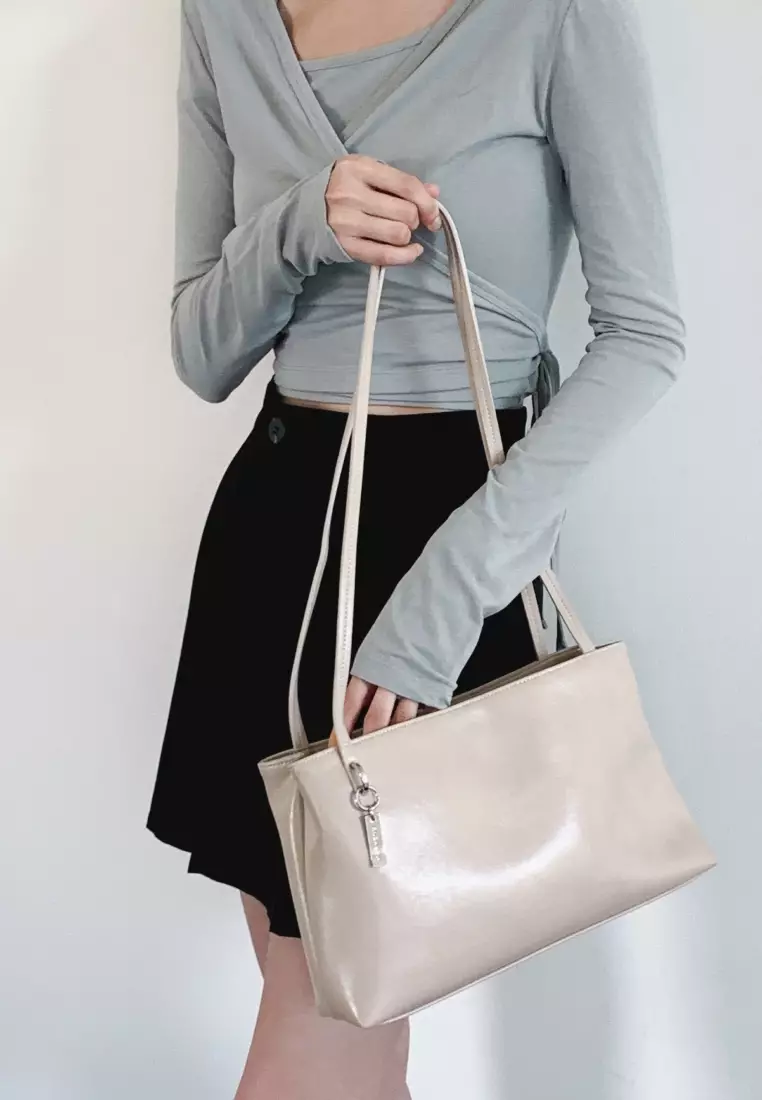 LOMI Vegan Leather Shoulder Bag Oatmeal