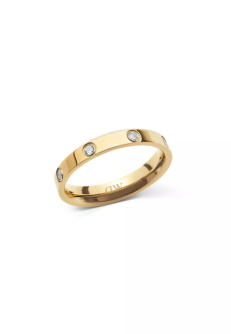 Classic Lumine 4.0mm Ring Gold Unisex Ring for women and men stainless steel crystal Ring DW Official Authentic Original