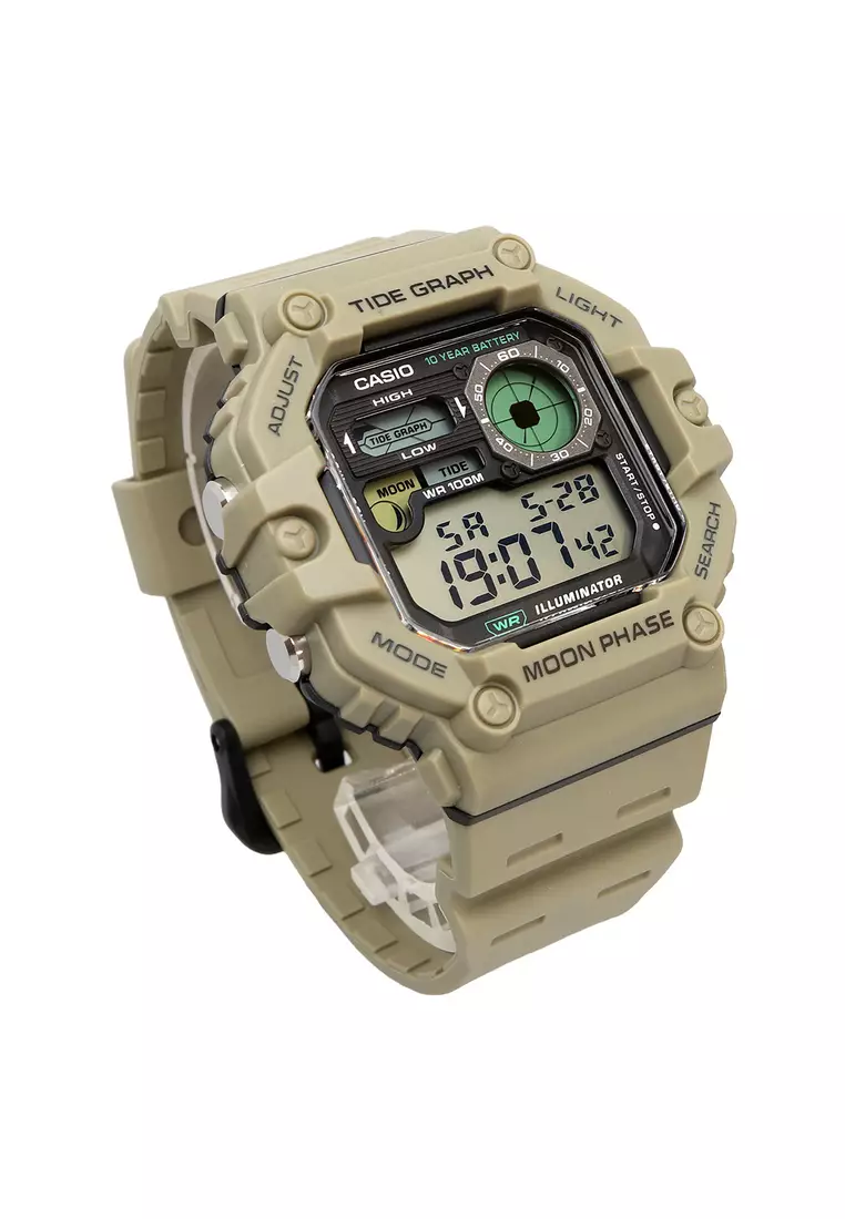Men's Digital Watch WS-1700H-5A Army Green Resin Strap Sport Watch
