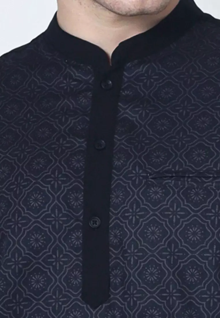 Kemeja Koko Pria Lengan Pendek Cisse Black Baju Muslim Pria