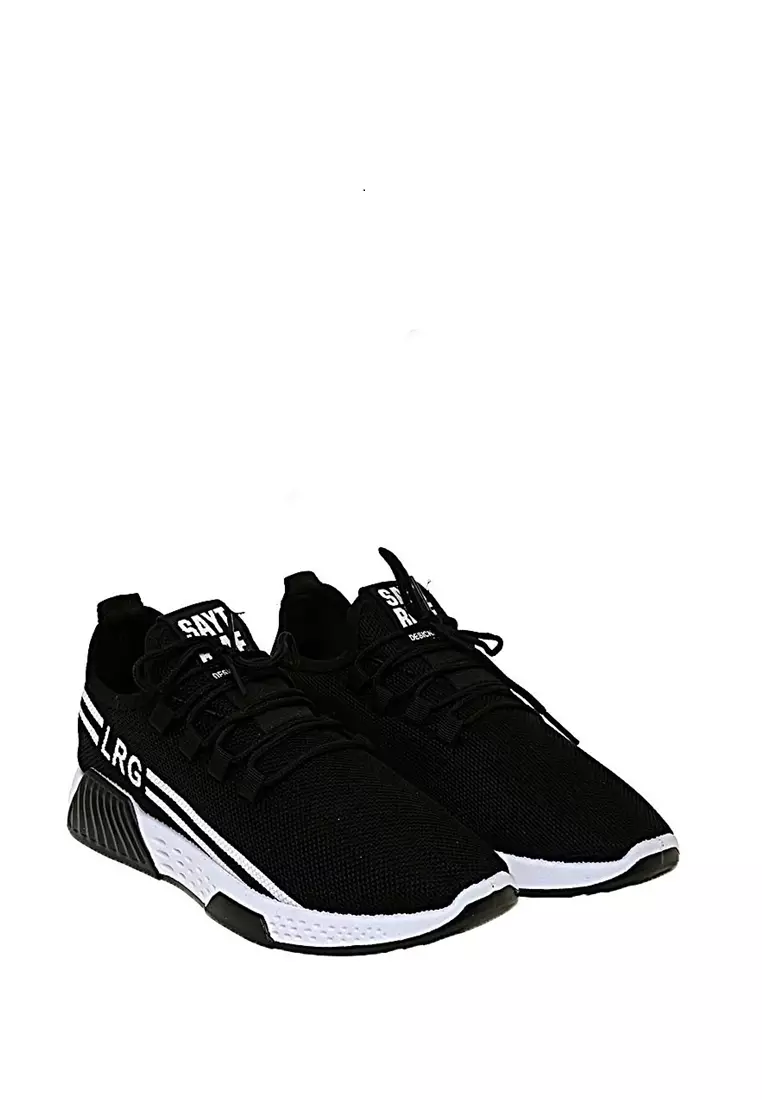 Chayton Sepatu Olahraga Pria Sneakers Two Line Casual Sport Shoes Material Cloth ORIGINAL - Black