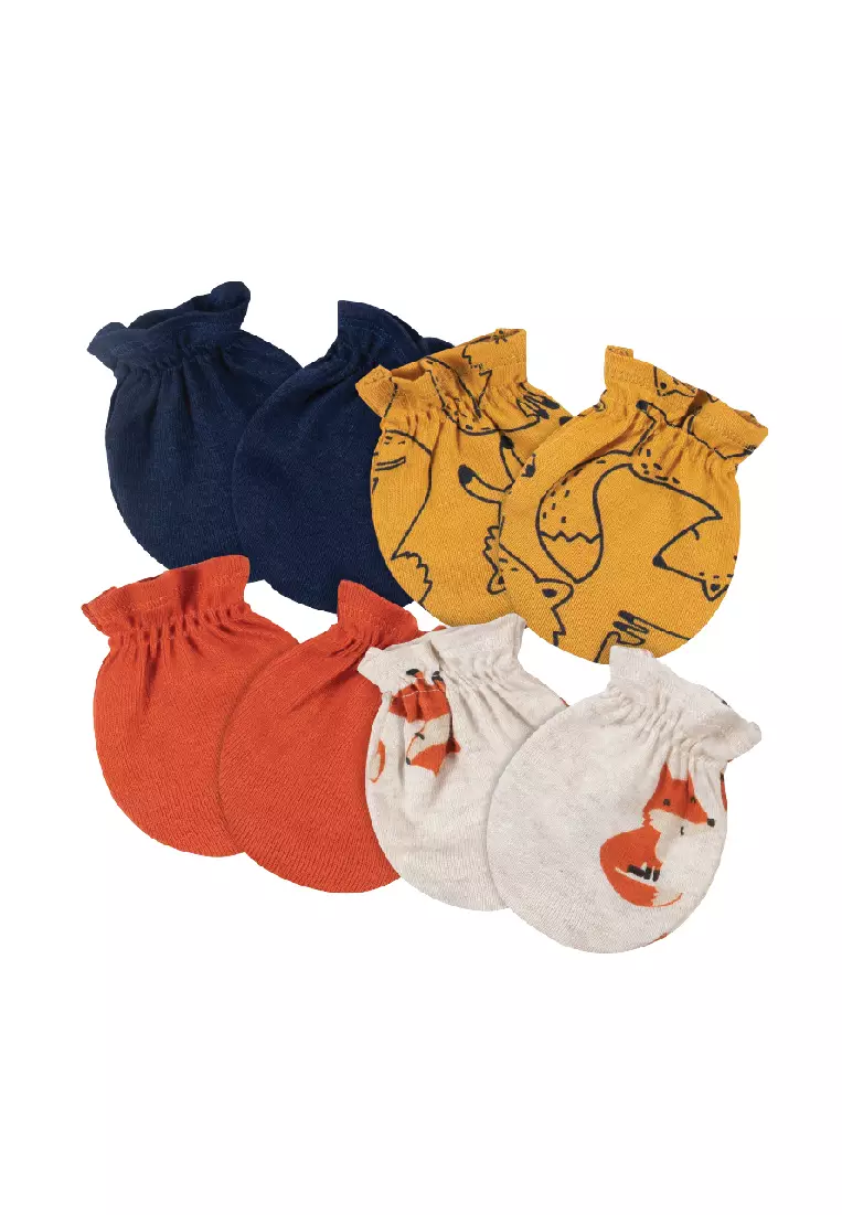 GERBER Baby Boys' 4-Pack Pants, Fox, 0-3 Months 