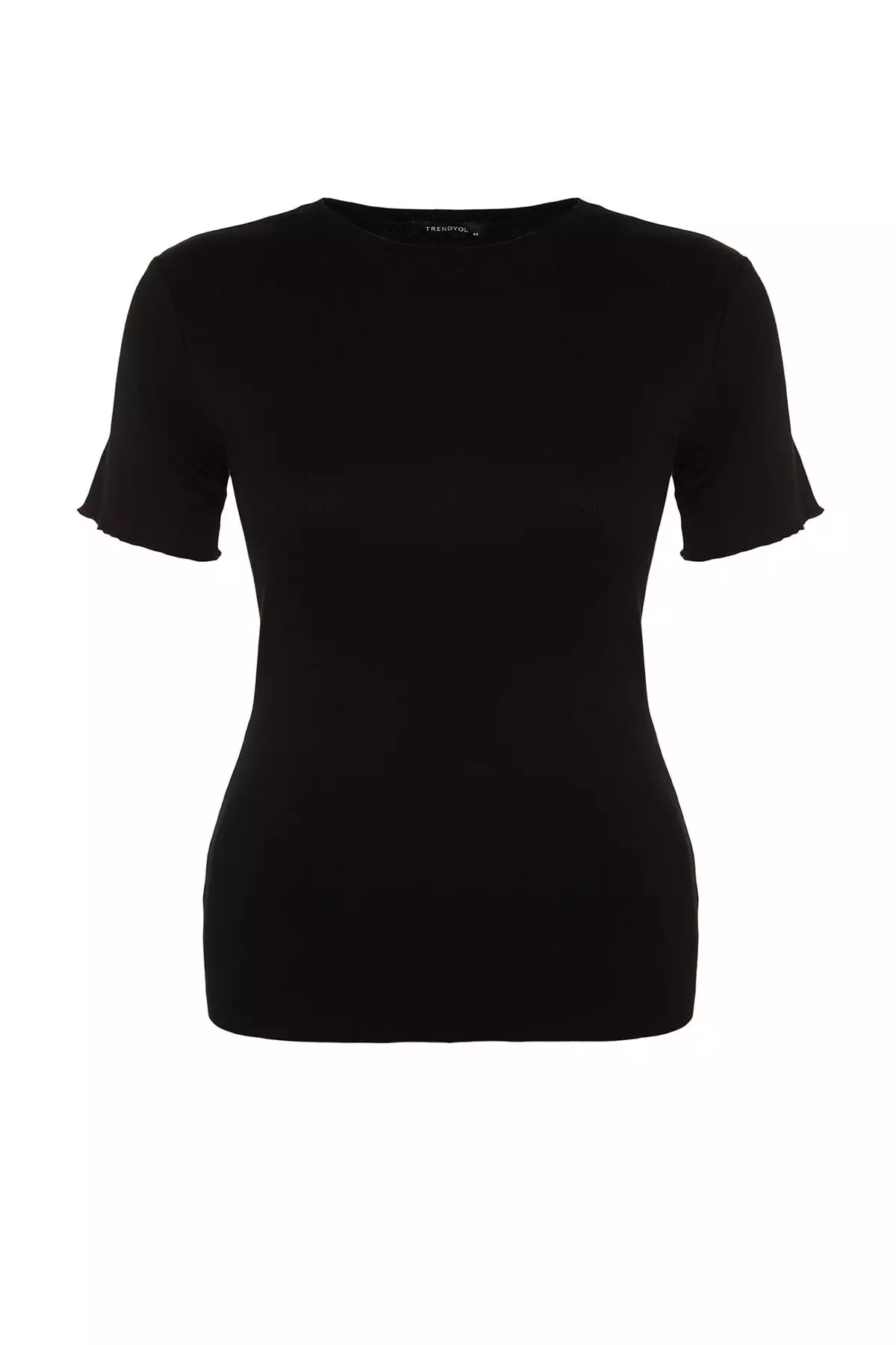 Plus Size Ribbed Knitted Crew Neck Top