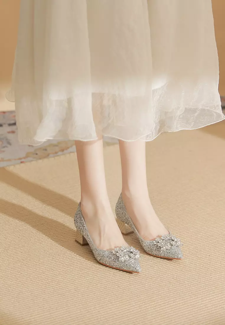 5CM Rhinestone Buckle Chunky Heel Shoes IF5306-3