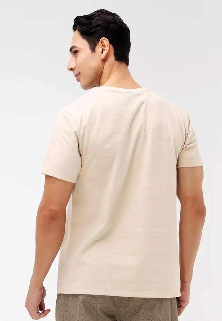 Round Neck Streaky Short Sleeves T-Shirt