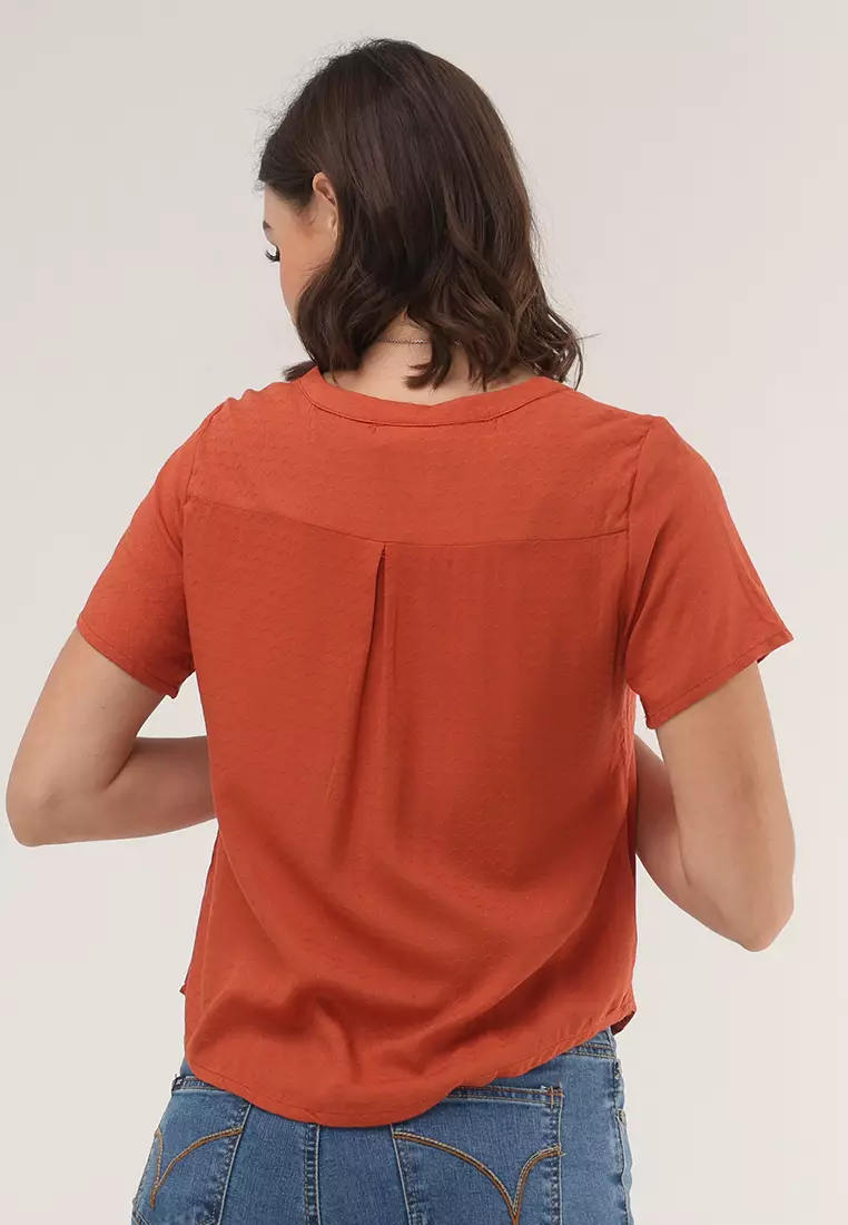 Short Sleeves Chinese Collar Blouse