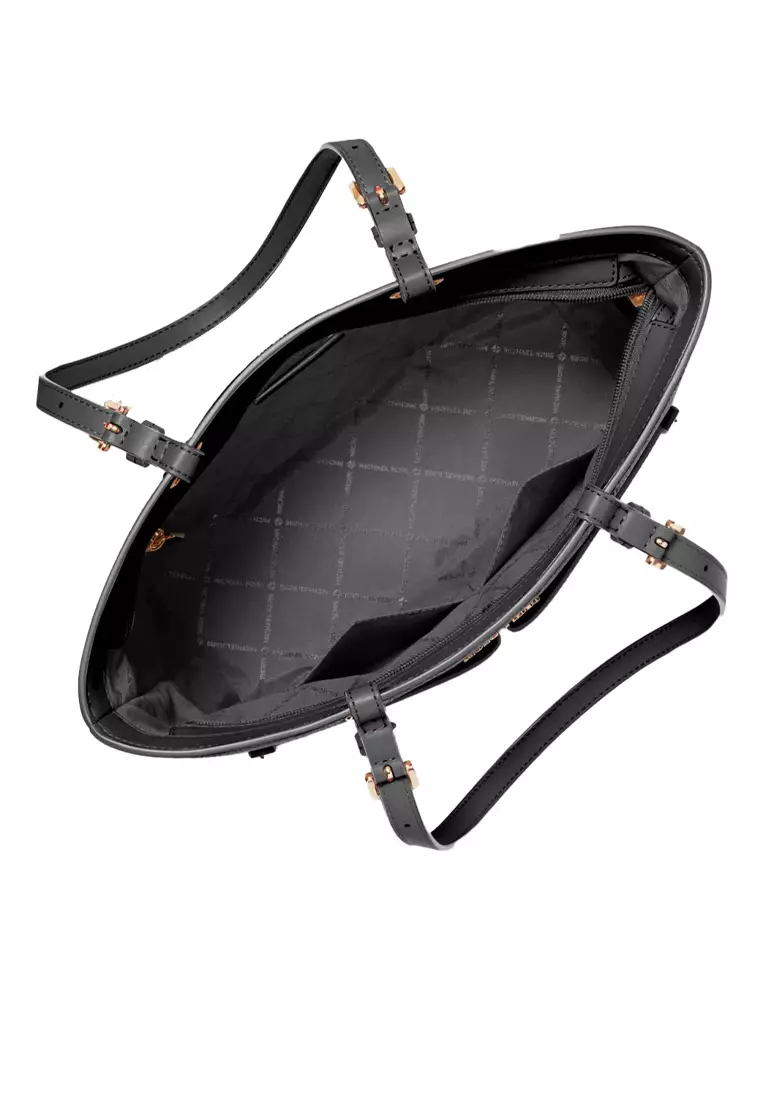 MICHAEL KORS Jet Set Medium Pocket Tote Bag Black 35F3GTVT8B