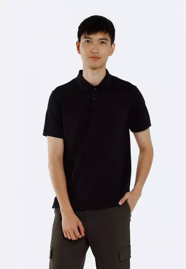 Forest Mens Stretchable Cotton Slim Fit Polo Tee - 23961-01Black