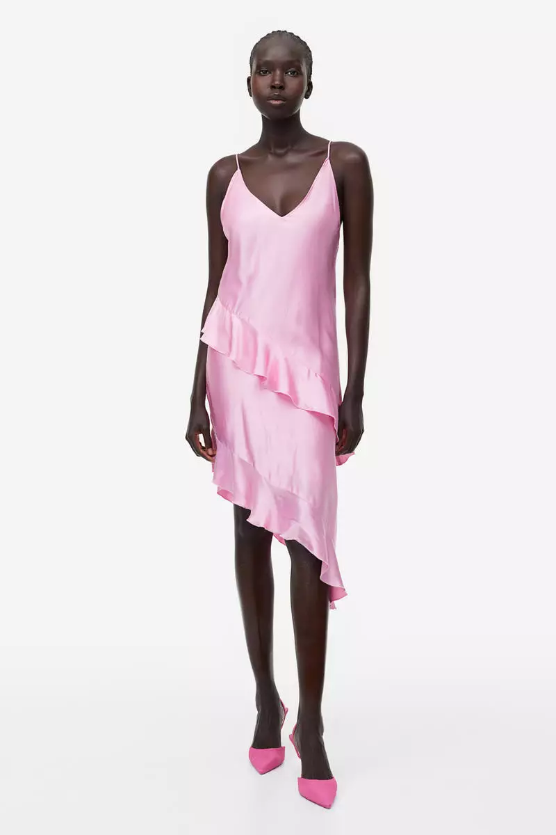 Buy H&M Flounced satin slip dress Online | ZALORA Malaysia