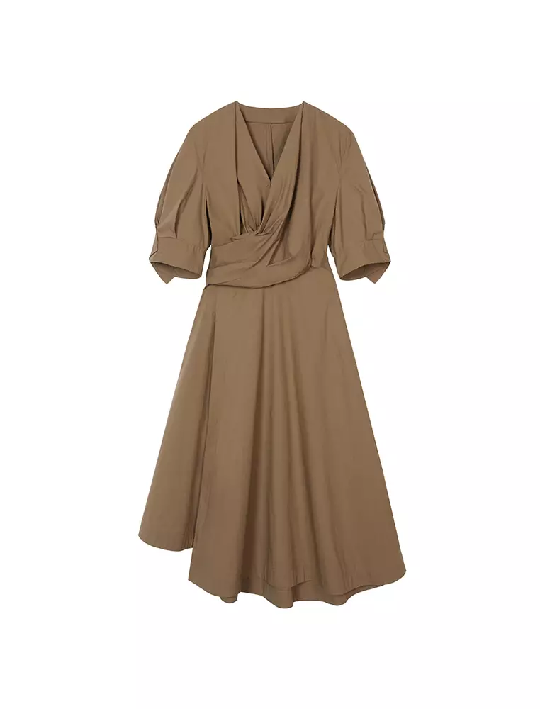 Plain Weave X-Line Loose Everyday Casual Short Sleeve Dress