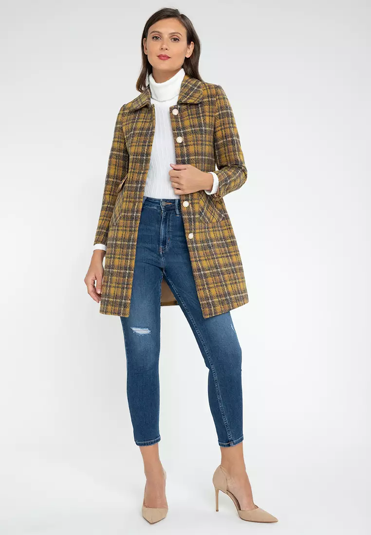 Buy Well Suited Plaid Woolen Coat 2024 Online ZALORA Philippines