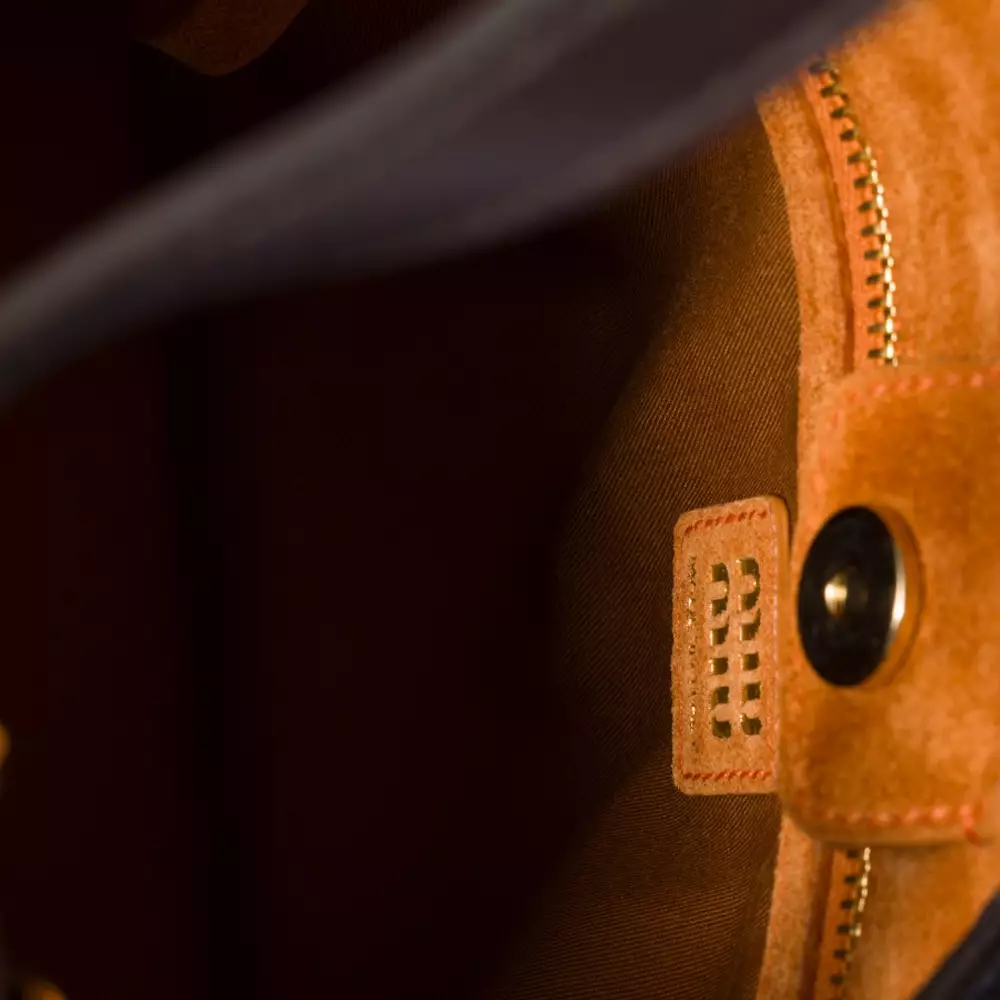 Sliding Leather Handles Handbag Dark Brown/Papaya