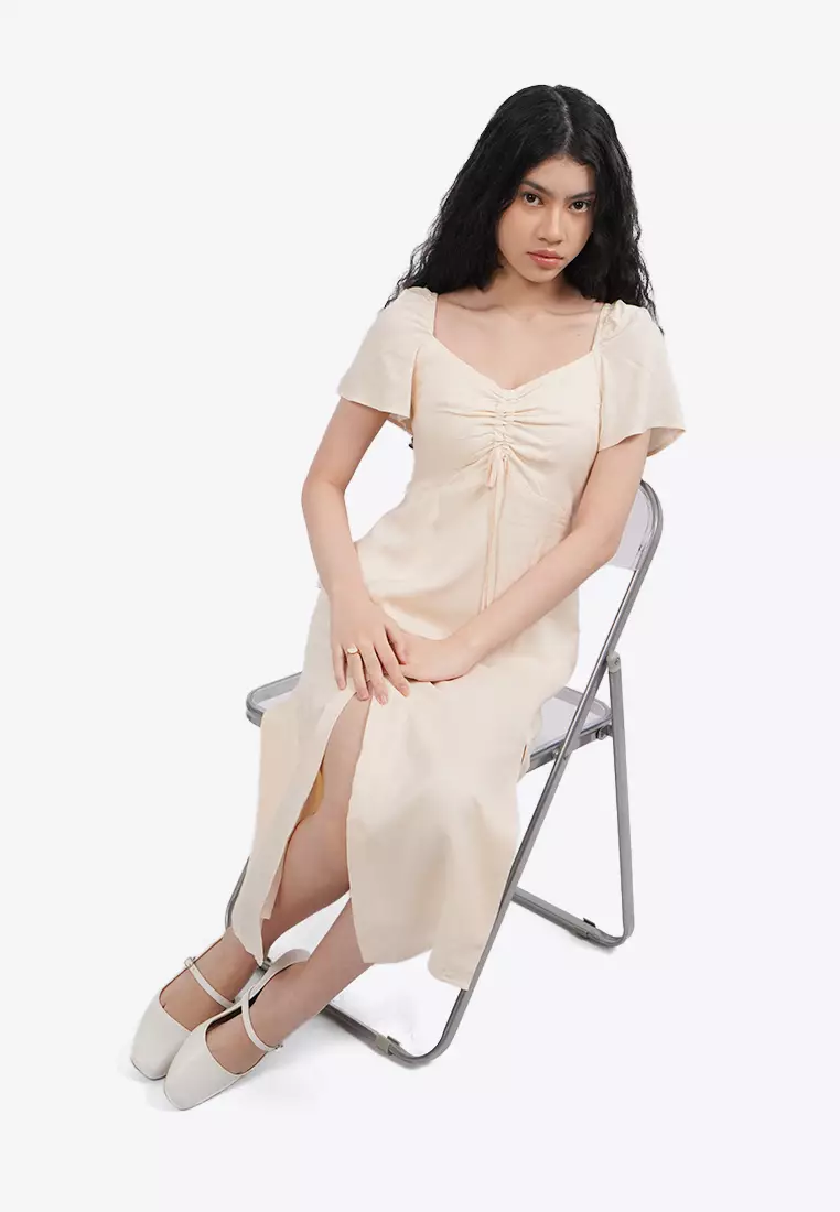 Puff Sleeves Midi Dress