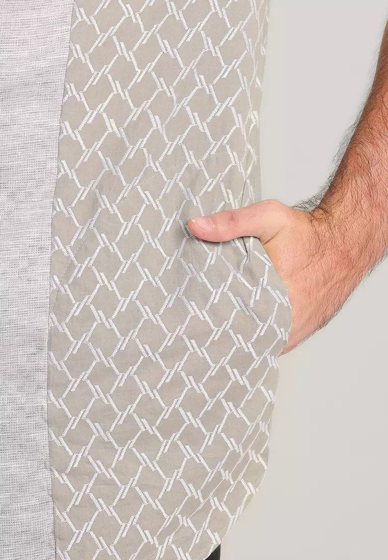 MOC Kemeja Koko Lengan Pendek Pria Tragan - Grey Warna Grey