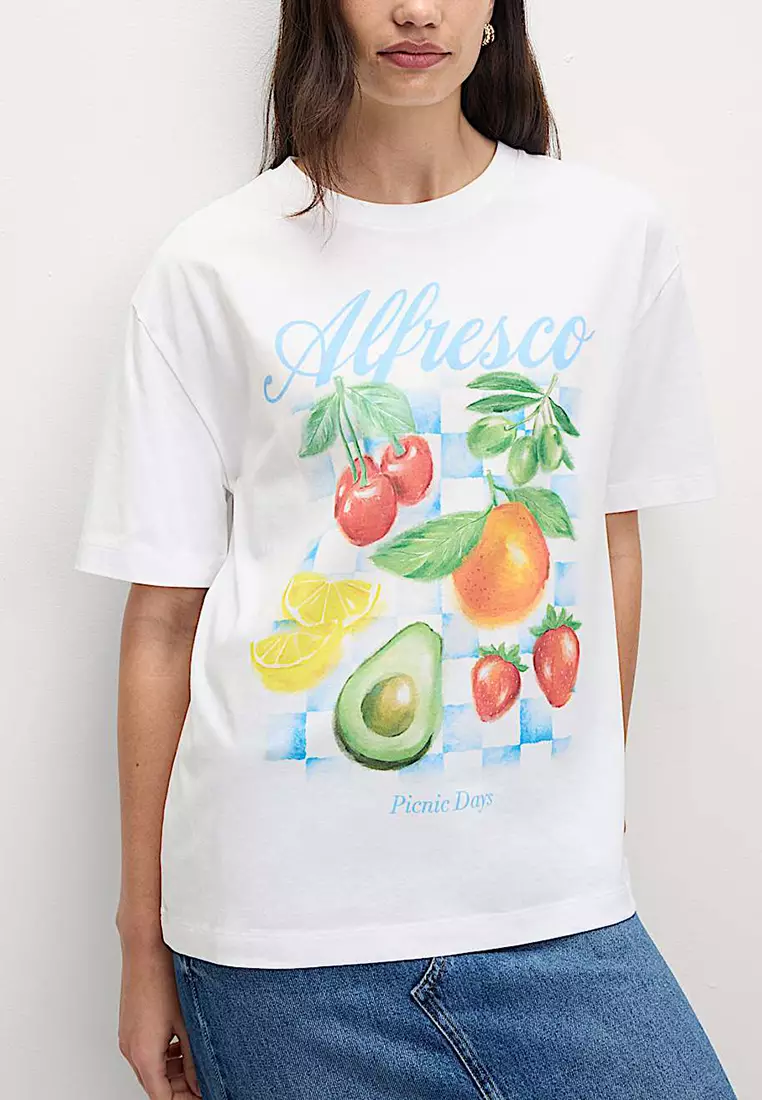 Pure Cotton Graphic Oversized T-Shirt