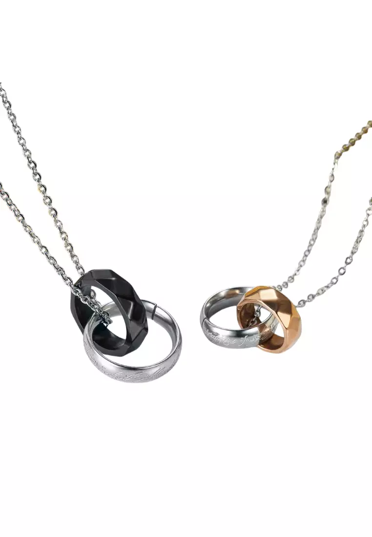 Buy OPCHIC Couple Double-Ring Interlocking Titanium Steel Chain 2025 ...