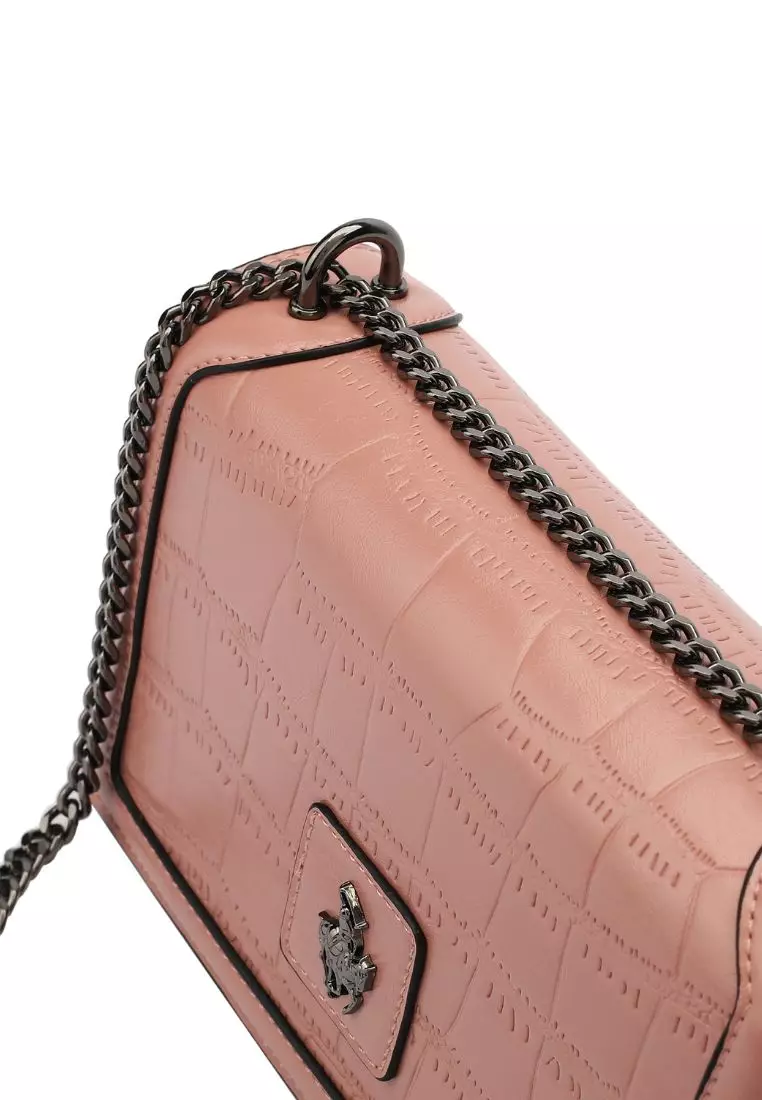 Women's Chain Shoulder Bag / Sling Bag / Crossbody Bag (Tas Bahu Wanita / Tas Selempang Wanita) - Merah Jambu