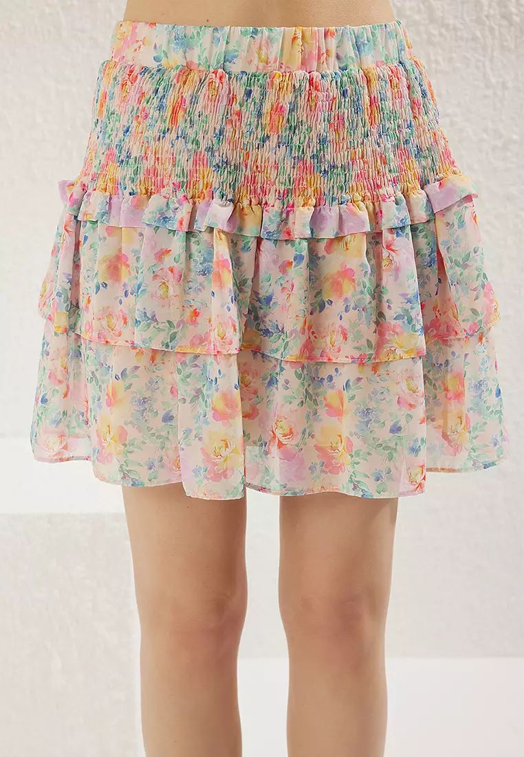 Buy Trendyol Multicolored Floral Patterned Ruffle Mini Length