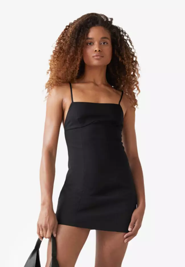 Strappy square neck dress clearance