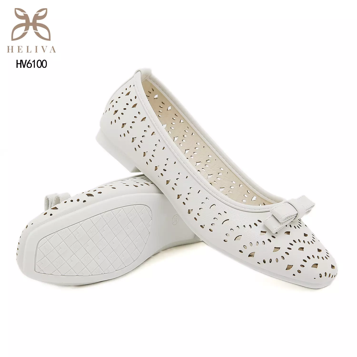 Heliva Lovina Laser-Cut Ballerina Flats with Sweet Bow Accent HV6100